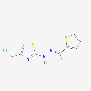 molecular formula C9H8ClN3S2 B2832611 4-(Chloromethyl)-2-[2-(thiophen-2-ylmethylidene)hydrazin-1-yl]-1,3-thiazole CAS No. 58531-88-7