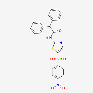 molecular formula C23H17N3O5S2 B2832613 N-(5-((4-硝基苯基)磺酰)噻唑-2-基)-2,2-二苯基乙酰胺 CAS No. 446858-29-3