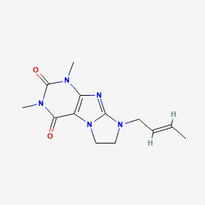 molecular formula C13H17N5O2 B2832621 6-[(E)-丁-2-烯基]-2,4-二甲基-7,8-二氢嘌呤[7,8-a]咪唑-1,3-二酮 CAS No. 1203434-67-6