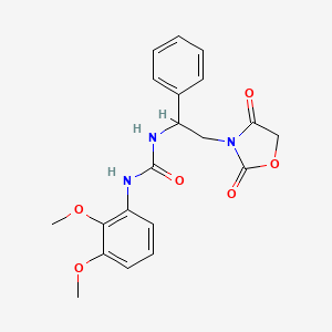 molecular formula C20H21N3O6 B2832625 1-(2,3-二甲氧基苯基)-3-(2-(2,4-二氧代噁唑啉-3-基)-1-苯乙基)脲 CAS No. 2034564-68-4