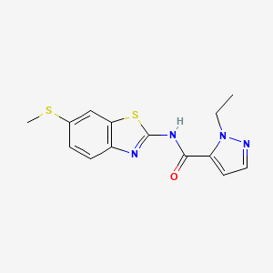 molecular formula C14H14N4OS2 B2832627 1-ethyl-N-(6-(methylthio)benzo[d]thiazol-2-yl)-1H-pyrazole-5-carboxamide CAS No. 1171514-82-1