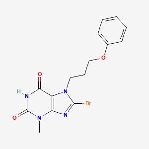 molecular formula C15H15BrN4O3 B2832661 8-溴-3-甲基-7-(3-苯氧基丙基)-1H-嘌呤-2,6(3H,7H)-二酮 CAS No. 887865-55-6