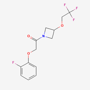 molecular formula C13H13F4NO3 B2832662 2-(2-氟苯氧基)-1-(3-(2,2,2-三氟乙氧基)氮杂环丁烷-1-基)乙酮 CAS No. 2034261-34-0