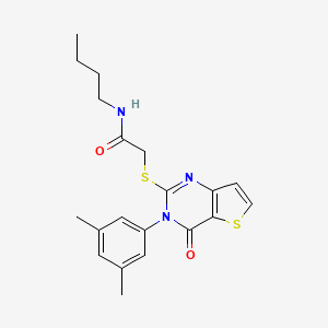 molecular formula C20H23N3O2S2 B2832665 N-butyl-2-{[3-(3,5-dimethylphenyl)-4-oxo-3,4-dihydrothieno[3,2-d]pyrimidin-2-yl]sulfanyl}acetamide CAS No. 1260988-65-5