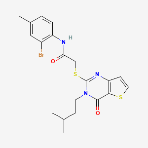 molecular formula C20H22BrN3O2S2 B2832672 N-(2-溴-4-甲基苯基)-2-{[3-(3-甲基丁基)-4-氧代-3,4-二氢噻吩[3,2-d]嘧啶-2-基]硫代}乙酰胺 CAS No. 1252908-55-6