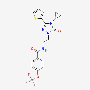 molecular formula C19H17F3N4O3S B2832673 N-(2-(4-环丙基-5-氧代-3-(噻吩-2-基)-4,5-二氢-1H-1,2,4-三唑-1-基)乙基)-4-(三氟甲氧基)苯甲酰胺 CAS No. 1448125-59-4