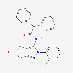 molecular formula C26H23N3O2S B2832675 N-(5-oxido-2-(o-tolyl)-4,6-dihydro-2H-thieno[3,4-c]pyrazol-3-yl)-2,2-diphenylacetamide CAS No. 1020246-06-3