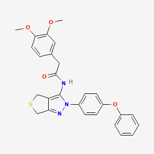 molecular formula C27H25N3O4S B2832676 2-(3,4-dimethoxyphenyl)-N-[2-(4-phenoxyphenyl)-4,6-dihydrothieno[3,4-c]pyrazol-3-yl]acetamide CAS No. 476459-58-2