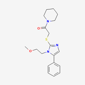 molecular formula C19H25N3O2S B2832679 2-((1-(2-methoxyethyl)-5-phenyl-1H-imidazol-2-yl)thio)-1-(piperidin-1-yl)ethanone CAS No. 1207035-69-5