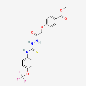 molecular formula C18H16F3N3O5S B2832688 甲酸甲酯 4-((N-((硫代-((4-(三氟甲氧基)苯基)氨基)甲基)氨基)羰基)甲氧基)苯甲酸甲酯 CAS No. 1024213-48-6