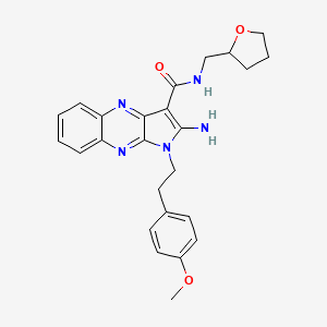 molecular formula C25H27N5O3 B2832690 2-amino-1-(4-methoxyphenethyl)-N-((tetrahydrofuran-2-yl)methyl)-1H-pyrrolo[2,3-b]quinoxaline-3-carboxamide CAS No. 376605-08-2