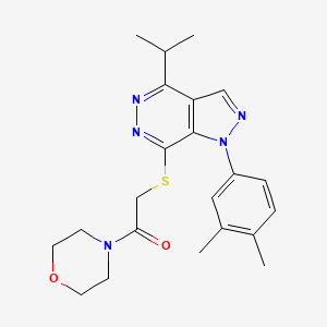 molecular formula C22H27N5O2S B2832699 2-((1-(3,4-二甲基苯基)-4-异丙基-1H-吡唑并[3,4-d]吡啶-7-基)硫代)-1-吗啉基乙酮 CAS No. 1105204-02-1