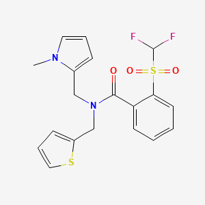 2-((difluoromethyl)sulfonyl)-N-((1-methyl-1H-pyrrol-2-yl)methyl)-N-(thiophen-2-ylmethyl)benzamide