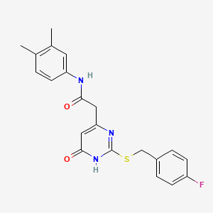 N-(3,4-dimethylphenyl)-2-(2-((4-fluorobenzyl)thio)-6-oxo-1,6-dihydropyrimidin-4-yl)acetamide