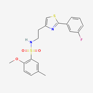 molecular formula C19H19FN2O3S2 B2832719 N-[2-[2-(3-fluorophenyl)-1,3-thiazol-4-yl]ethyl]-2-methoxy-5-methylbenzenesulfonamide CAS No. 933019-13-7