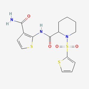 molecular formula C15H17N3O4S3 B2832734 N-(3-氨基甲酰噻吩-2-基)-1-(噻吩-2-基磺酰基)哌啶-2-甲酰胺 CAS No. 1098689-18-9