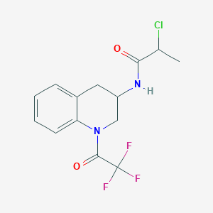 molecular formula C14H14ClF3N2O2 B2832743 2-Chloro-N-[1-(2,2,2-trifluoroacetyl)-3,4-dihydro-2H-quinolin-3-yl]propanamide CAS No. 2411254-08-3