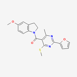 1-[2-(furan-2-yl)-4-methyl-6-(methylsulfanyl)pyrimidine-5-carbonyl]-5-methoxy-2,3-dihydro-1H-indole