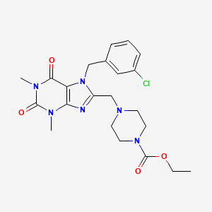 molecular formula C22H27ClN6O4 B2832750 ethyl 4-{[7-(3-chlorobenzyl)-1,3-dimethyl-2,6-dioxo-2,3,6,7-tetrahydro-1H-purin-8-yl]methyl}piperazine-1-carboxylate CAS No. 851940-07-3