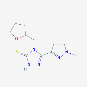 molecular formula C11H15N5OS B2832751 5-(1-methyl-1H-pyrazol-3-yl)-4-(tetrahydrofuran-2-ylmethyl)-4H-1,2,4-triazole-3-thiol CAS No. 1005622-71-8