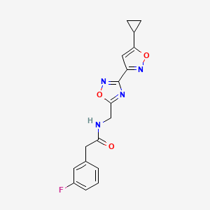 molecular formula C17H15FN4O3 B2832760 N-((3-(5-cyclopropylisoxazol-3-yl)-1,2,4-oxadiazol-5-yl)methyl)-2-(3-fluorophenyl)acetamide CAS No. 1904367-67-4