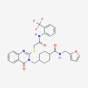 N-(2-furylmethyl)-4-{[4-oxo-2-[(2-oxo-2-{[2-(trifluoromethyl)phenyl]amino}ethyl)thio]quinazolin-3(4H)-yl]methyl}cyclohexanecarboxamide
