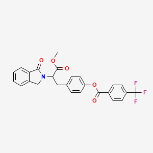 molecular formula C26H20F3NO5 B2832767 4-[3-methoxy-3-oxo-2-(1-oxo-1,3-dihydro-2H-isoindol-2-yl)propyl]phenyl 4-(trifluoromethyl)benzenecarboxylate CAS No. 478040-39-0