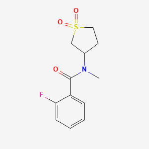 molecular formula C12H14FNO3S B2832769 N-(1,1-二氧代-硫代杂环丁烷-3-基)-2-氟-N-甲基苯甲酰胺 CAS No. 896020-50-1