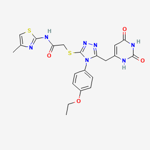 molecular formula C21H21N7O4S2 B2832772 2-[[5-[(2,4-dioxo-1H-pyrimidin-6-yl)methyl]-4-(4-ethoxyphenyl)-1,2,4-triazol-3-yl]sulfanyl]-N-(4-methyl-1,3-thiazol-2-yl)acetamide CAS No. 852153-62-9