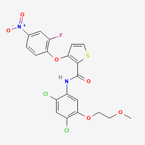 molecular formula C20H15Cl2FN2O6S B2832776 N-[2,4-dichloro-5-(2-methoxyethoxy)phenyl]-3-(2-fluoro-4-nitrophenoxy)-2-thiophenecarboxamide CAS No. 339015-61-1