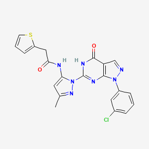 N-(1-(1-(3-chlorophenyl)-4-oxo-4,5-dihydro-1H-pyrazolo[3,4-d]pyrimidin-6-yl)-3-methyl-1H-pyrazol-5-yl)-2-(thiophen-2-yl)acetamide