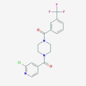 molecular formula C18H15ClF3N3O2 B2832803 1-(2-Chloropyridine-4-carbonyl)-4-[3-(trifluoromethyl)benzoyl]piperazine CAS No. 1197620-20-4