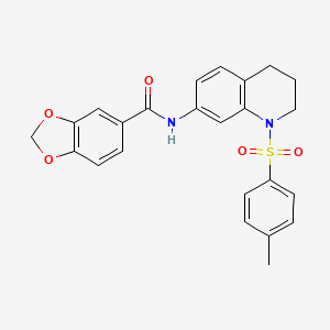 molecular formula C24H22N2O5S B2832805 N-(1-对甲苯磺酰-1,2,3,4-四氢喹啉-7-基)苯并[d][1,3]二噁杂环己烯-5-基甲酰胺 CAS No. 898413-70-2