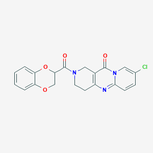 molecular formula C20H16ClN3O4 B2832814 8-chloro-2-(2,3-dihydrobenzo[b][1,4]dioxine-2-carbonyl)-3,4-dihydro-1H-dipyrido[1,2-a:4',3'-d]pyrimidin-11(2H)-one CAS No. 2034267-14-4
