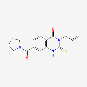 molecular formula C16H17N3O2S B2832821 3-丙-2-烯基-7-(吡咯啉-1-甲酰)-2-硫代-1H-喹唑啉-4-酮 CAS No. 361475-13-0