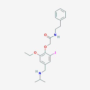 molecular formula C22H29IN2O3 B283283 2-{2-ethoxy-6-iodo-4-[(isopropylamino)methyl]phenoxy}-N-(2-phenylethyl)acetamide 