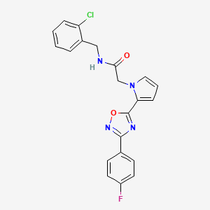 molecular formula C21H16ClFN4O2 B2832830 N-(2-chlorobenzyl)-2-{2-[3-(4-fluorophenyl)-1,2,4-oxadiazol-5-yl]-1H-pyrrol-1-yl}acetamide CAS No. 1260991-82-9