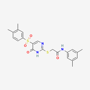 N-(3,5-dimethylphenyl)-2-[[5-(3,4-dimethylphenyl)sulfonyl-6-oxo-1H-pyrimidin-2-yl]sulfanyl]acetamide