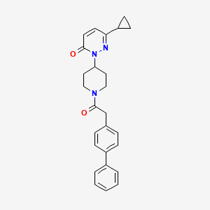 molecular formula C26H27N3O2 B2832858 6-Cyclopropyl-2-[1-[2-(4-phenylphenyl)acetyl]piperidin-4-yl]pyridazin-3-one CAS No. 2319717-80-9