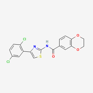 molecular formula C18H12Cl2N2O3S B2832869 N-[4-(2,5-dichlorophenyl)-1,3-thiazol-2-yl]-2,3-dihydro-1,4-benzodioxine-6-carboxamide CAS No. 477550-78-0