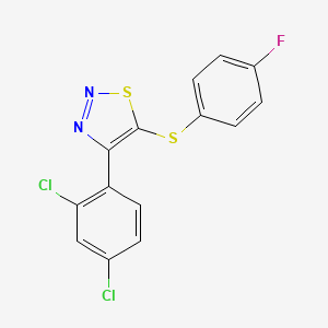 molecular formula C14H7Cl2FN2S2 B2832870 4-(2,4-二氯苯基)-1,2,3-噻二唑-5-基-4-氟苯基硫 CAS No. 338407-99-1