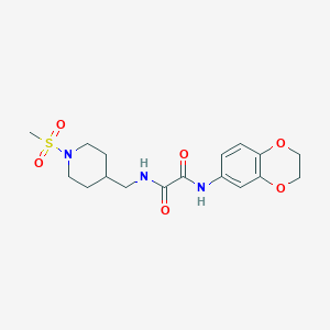 molecular formula C17H23N3O6S B2832874 N1-(2,3-dihydrobenzo[b][1,4]dioxin-6-yl)-N2-((1-(methylsulfonyl)piperidin-4-yl)methyl)oxalamide CAS No. 1234894-65-5