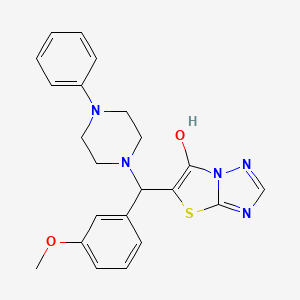 molecular formula C22H23N5O2S B2832876 5-((3-Methoxyphenyl)(4-phenylpiperazin-1-yl)methyl)thiazolo[3,2-b][1,2,4]triazol-6-ol CAS No. 868220-44-4