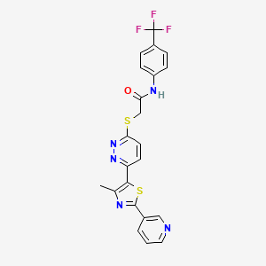 molecular formula C22H16F3N5OS2 B2832877 2-((6-(4-methyl-2-(pyridin-3-yl)thiazol-5-yl)pyridazin-3-yl)thio)-N-(4-(trifluoromethyl)phenyl)acetamide CAS No. 954589-97-0