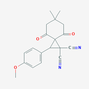 molecular formula C19H18N2O3 B2832880 2-(4-Methoxyphenyl)-6,6-dimethyl-4,8-dioxospiro[2.5]octane-1,1-dicarbonitrile CAS No. 478041-28-0