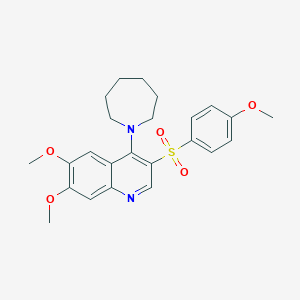 molecular formula C24H28N2O5S B2832881 4-Azepan-1-yl-6,7-dimethoxy-3-[(4-methoxyphenyl)sulfonyl]quinoline CAS No. 897624-37-2