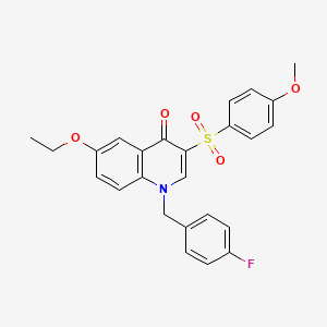 molecular formula C25H22FNO5S B2832886 6-乙氧基-1-[(4-氟苯基)甲基]-3-(4-甲氧基苯基)磺酰喹啉-4-酮 CAS No. 872199-21-8