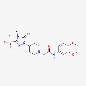 N-(2,3-dihydrobenzo[b][1,4]dioxin-6-yl)-2-(4-(4-methyl-5-oxo-3-(trifluoromethyl)-4,5-dihydro-1H-1,2,4-triazol-1-yl)piperidin-1-yl)acetamide