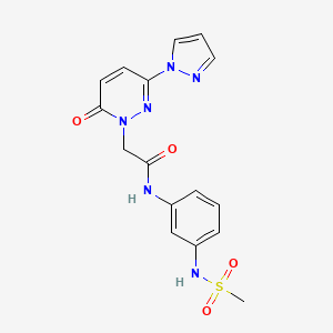 molecular formula C16H16N6O4S B2832903 N-(3-(methylsulfonamido)phenyl)-2-(6-oxo-3-(1H-pyrazol-1-yl)pyridazin-1(6H)-yl)acetamide CAS No. 1334372-50-7