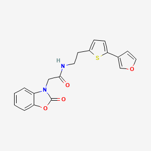 molecular formula C19H16N2O4S B2832904 N-(2-(5-(furan-3-yl)thiophen-2-yl)ethyl)-2-(2-oxobenzo[d]oxazol-3(2H)-yl)acetamide CAS No. 2034497-91-9
